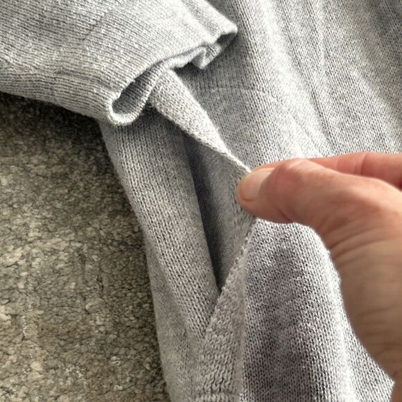 Eileen Fisher Cardigan Sweater Womens Medium Open Hooded Organic Cotton Longline - Picture 6 of 7